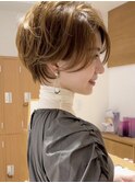 ショートボブマロンベージュハイライト銀座