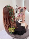 編みたらし×髪の毛ハート
