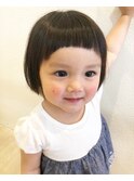 女の子　キッズ　子供カット　ラウンドぱっつん前髪　ミニボブ