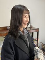 ヘアーアイストゥーレ(HAIR ICI TRE)&nbsp;顔まわりレイヤー　前髪短め　オリーブグレージュ　担当阿知波