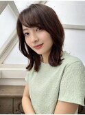 ブリーチなし!艶感ココアブラウン小顔ルーズくびれミディ