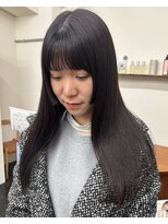 姫カットレイヤー　ラベンダーグレージュ　暗髪