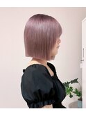 タッセルボブ切りっぱなしボブピンクベージュショートボブ韓国