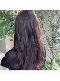 サラツヤロング艶感ブラウンベージュ　梅ヶ丘ヘアサロン
