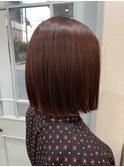 ぱっつりボブシアーピンク