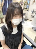 斜めバング/グレージュカラー/韓国人風スタイル/顔周りレイヤー