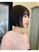 切りっぱなしボブマロンベージュラベンダーミルクティ