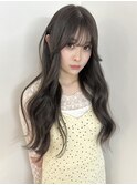 ブリーチなし/グレージュ/透明感カラー/顔まわりカット/梅田