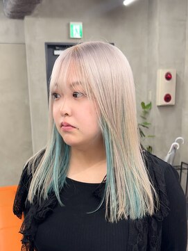 ニコ トウキョウ 渋谷(nico TOKYO) ホワイトブロンドパールブルー水色ハイトーン韓国ダブルカラー