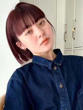 ミニボブ チェリーレッド バーガンディ 似合わせカット 小顔 冬