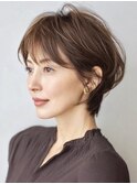 大人ショート　白髪ぼかし　脱白髪染め　ハイライト40代50代60代