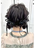 結婚式お呼ばれツインシニヨン／リボンヘアセット/アレンジ