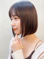 アプリール 北見(Aprire)&nbsp;ブリーチなし透明感ショコラブラウン前下がりボブ小顔夏カラー
