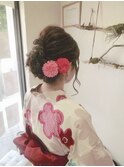 浴衣モコモコロープ編みアレンジ