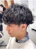 波巻きツイストスパイラルツーブロックマッシュメンズパーマ名駅
