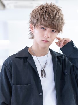 メゾンバイハバナ(maison by HAVANA) メンズカットミルクティベージュカルマパーマスパイキーショート