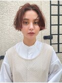 ブリーチなしオレンジベージュ　ハンサムショート　春カラー