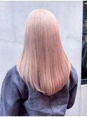 ロング顔周りレイヤー韓国ヘア美髪ホワイトグレージュ_ba552402