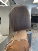 ハイトーンボブミルクティーベージュピンクベージュダブルカラー