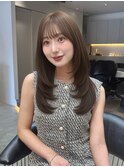 韓国レイヤーカット/くびれ巻き/前髪顔周り/セミディ[門前仲町]