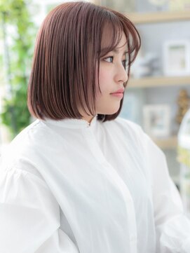 カバーヘア ブリス 上尾西口店(COVER HAIR bliss) 韓国風ベージュピンク小顔切りっぱなしボブa上尾20代30代40代