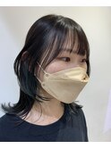ウルフカット×インナーグリーン