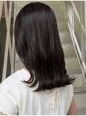 暗髪カラー　ミディアム　艶髪　髪質改善　酸熱　オージュア