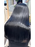 小顔薄めバンググレージュレイヤーロング前髪パーマ黒髪