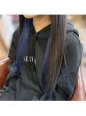 ネイビーディープブルーブラックインナーカラーシールエクステ