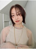 外ハネボブピンクブラウンこっくりブラウン暖色カラーボブ外ハネ