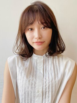 ガーデン 銀座(GARDEN) ボブ ブラウンカラー ミディアムヘア 前髪 艶カラー 透明感