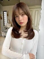 カシュカシュ 表参道(cache cache)&nbsp;ミルクティーブラウンカラー韓国レイヤーカットシースルー前髪