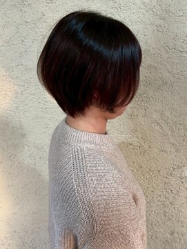 プリモ ココ 鍋島店(Primo coco.) ショートボブ 髪質改善 透明感カラー ダークブラウン 丸みボブ