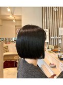 ミルクティーブロンド/ダークブルー/デジタルパーマ/摂津本山