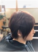ヘルシーピンク×フェミニンショート×アシンメトリー