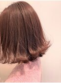 切りっぱなしボブ　AVEDAカラー×ピンクベージュ