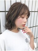 イメチェン小顔前髪外ハネボブ大人可愛いチェリーブラウン