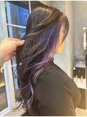 ブラック×パープルインナーカラー☆