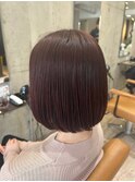 大人可愛いショコラブラウン艶カラーストレートボブヘア20代30代