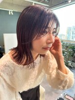 アム(amu)&nbsp;切りっぱなし/外ハネボブ/シースルー前髪/ベルボブ/ピンクカラー