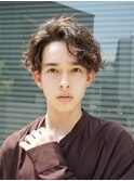 メンズ波巻きスパイラルパーマシャドウパーマ緩めマッシュウルフ