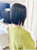 福山市Caary髪質改善ストレートナチュラル縮毛矯正前下がりボブ