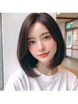 ヘアーズ ベリー 下大利店(hairs BERRY)&nbsp;ゆるふわボブ美髪ミディアムウルフレイヤー 小顔似合わせカット