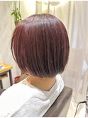 ボルドーカラー/くせ毛を活かす/ショート/ショートボブ