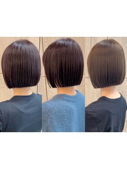 【髪質改善】地毛風ストレートで髪質改善♪自然な丸みのある柔らかボブスタイルが大人気のサロン！