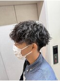 シャドウパーマ　メンズサロン　マッシュ　カット　韓国ヘア