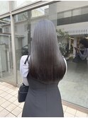 韓国ロングレイヤーカット コスメストレート 暗髪 黒髪