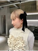 デザインカラーレイヤーカットウェットヘア夏オリーブベージュ