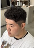 大分メンズ宮城リョータ風オールバックパーマショート刈り上げ