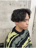 メンズ センターパート×波巻きパーマ